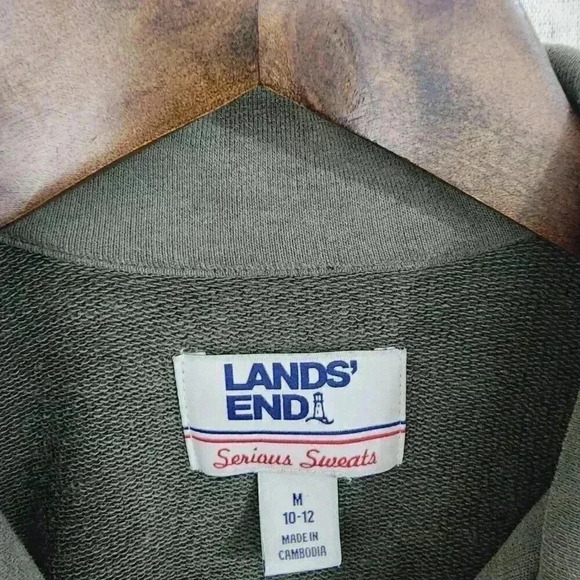 Lands' End Shawl neck Women's Sweatshirt Army Green pullover Size M 3306C - Picture 3 of 6